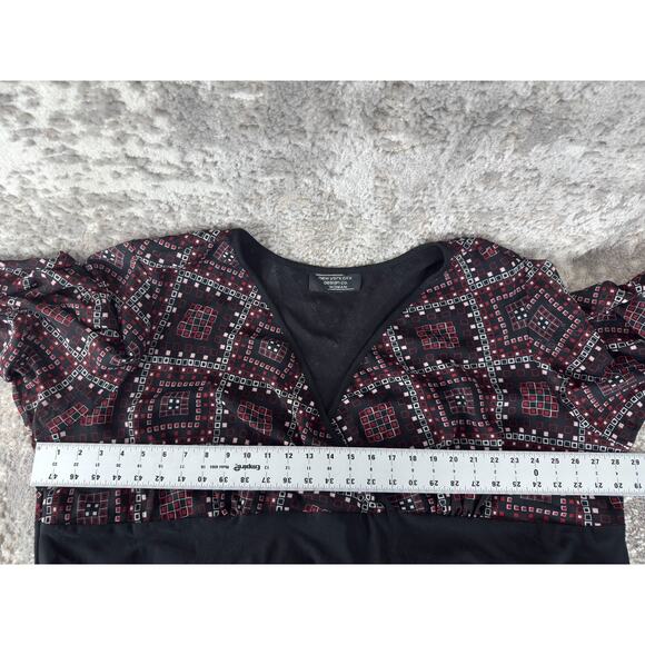 New York City Design Co Plus Size 24 Geometric Knee Length Shift Dress V Neck - Picture 4 of 7